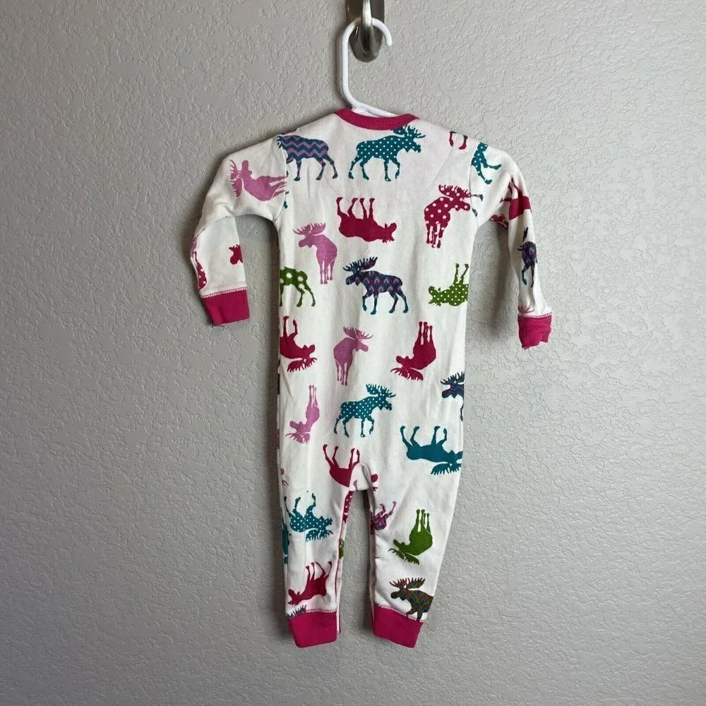 Hatley Little Blue House MOOSE Pajamas 6-12 Months Baby Girl Pink Pjs Alaska